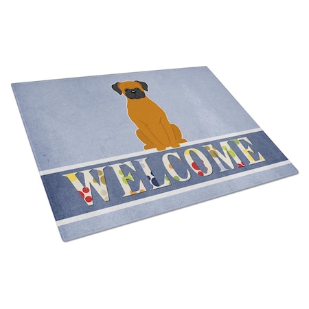 Fawn Boxer Welcome Glass Cutting Board Large